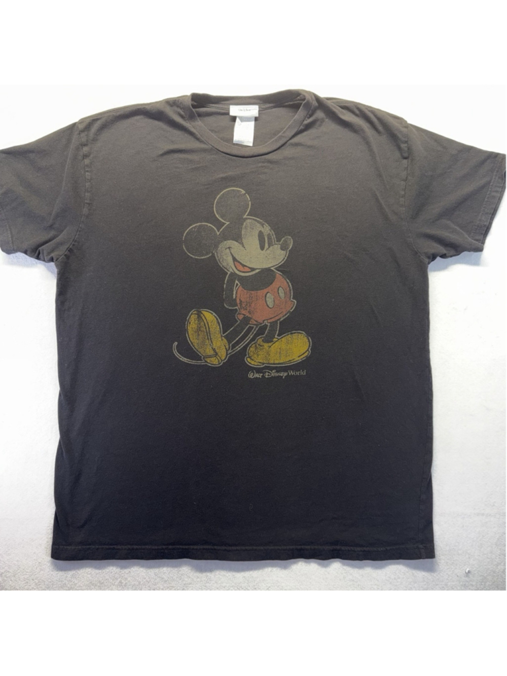 Vintage Mickey Mouse T Shirt Walt Disney World 2XL Black Distressed USA Made